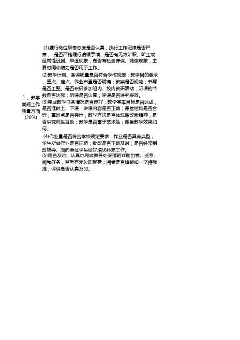教师教学工作考核表