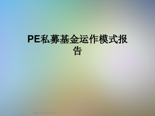 PE私募基金运作模式报告