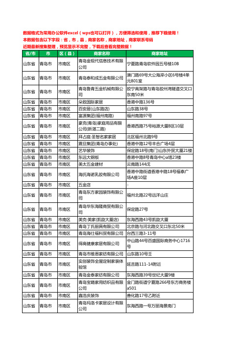 2020新版山东省青岛市市南区家居用品有限公司工商企业公司商家名录名单黄页联系电话号码地址大全42家