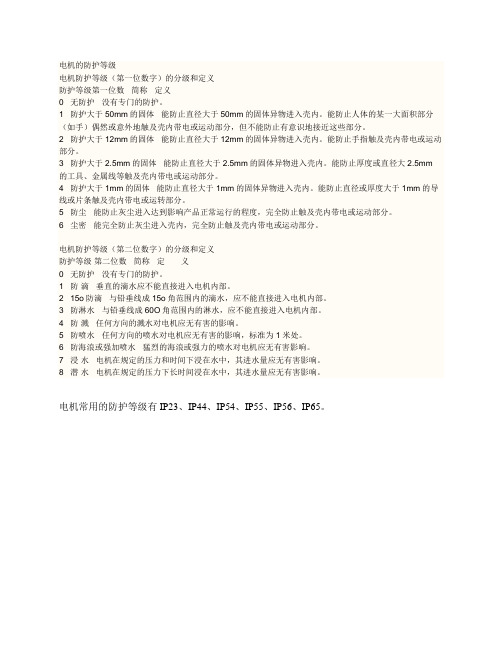 电机IP等级详解