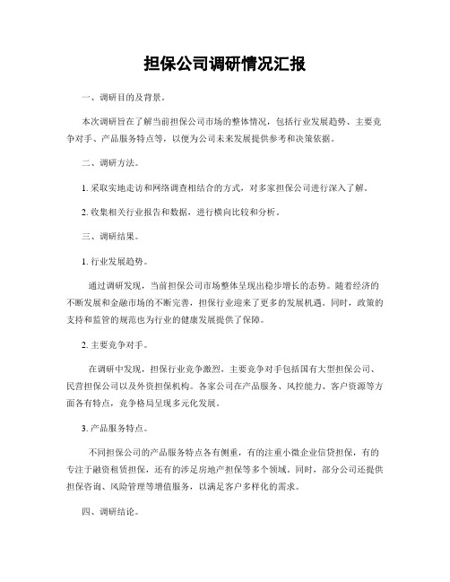 担保公司调研情况汇报