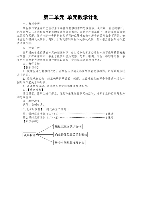 人教版数学四年级下册第二单元教学计划