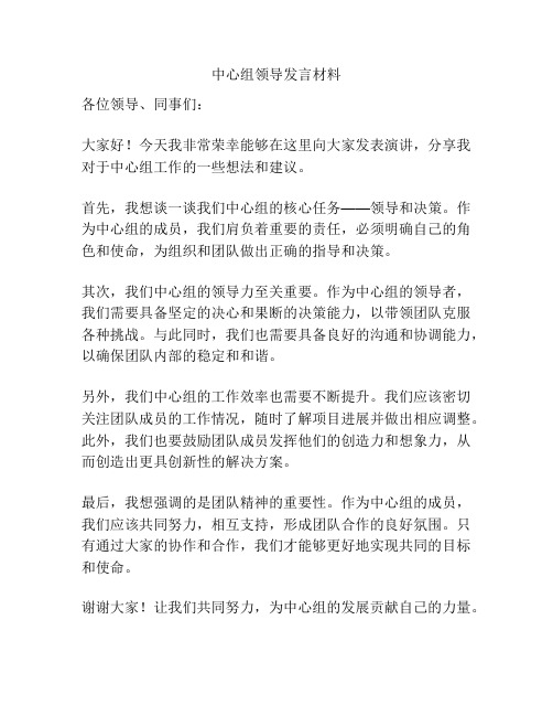 中心组领导发言材料