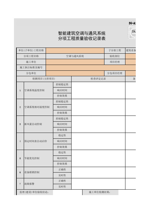 SG-A125_智能建筑空调与通风系统分项工程质量验收记录表