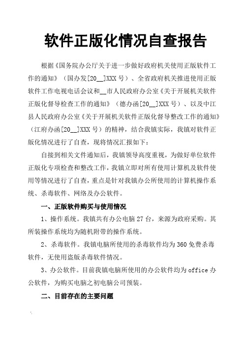 软件正版化情况自查报告
