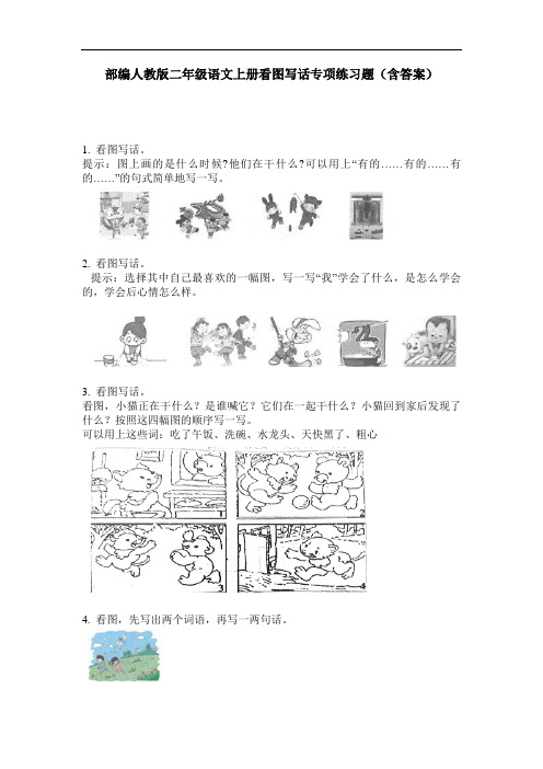 部编人教版二年级语文上册看图写话专项练习题(含答案)