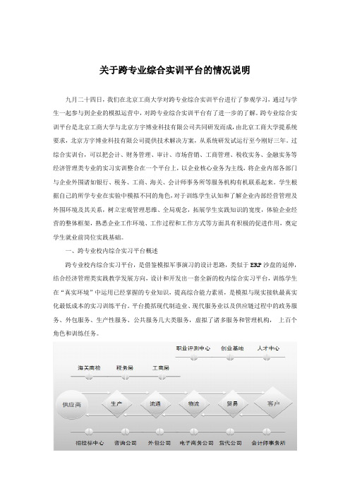 关于跨专业综合实训平台的情况说明
