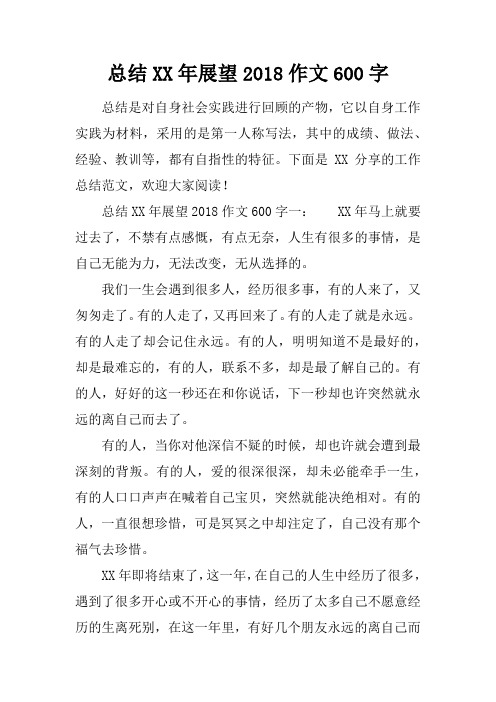 总结XX年展望2018作文600字
