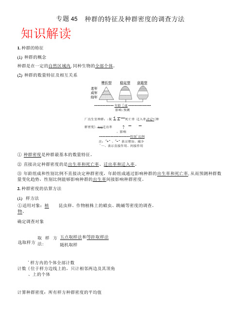 种群的特征及种群密度的调查方法-备战2022年高考生物一轮复习重难点专项突破(原卷版)