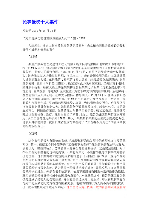 民事侵权十大案件