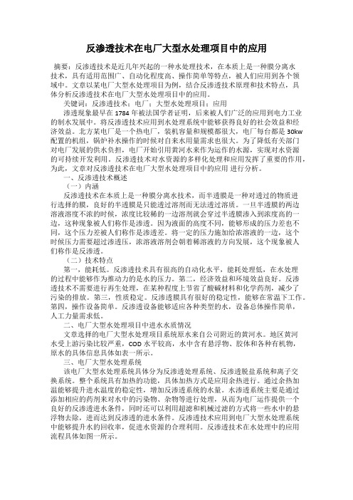 反渗透技术在电厂大型水处理项目中的应用