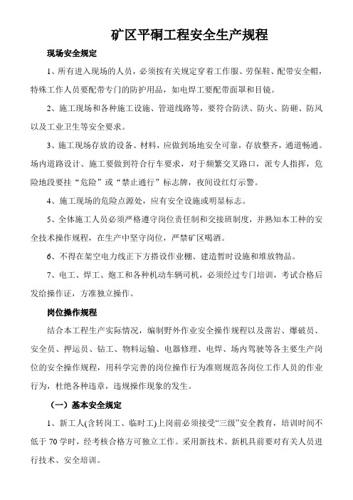 矿区平硐工程安全生产规程