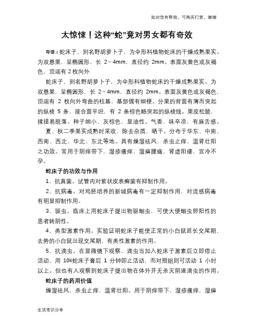 太惊悚!这种“蛇”竟对男女都有奇效