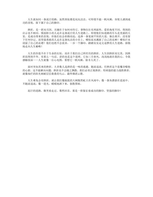 高分作文范文-泥泞的路上才能留下脚印