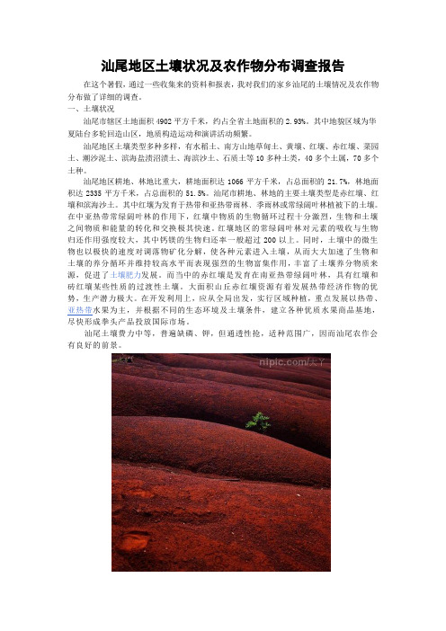 汕尾地区土壤状况及农作物分布调查报告