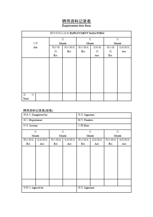 聘用资料记录表