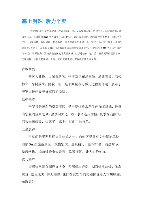 平罗新八景简介