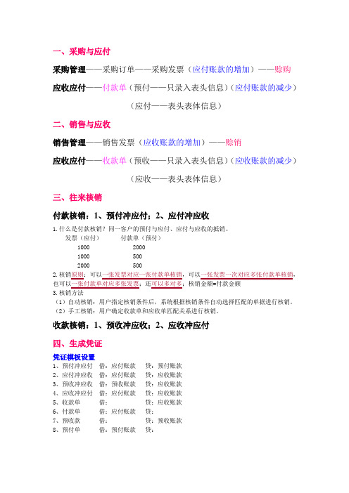 初级电算化应收应付模块知识总结