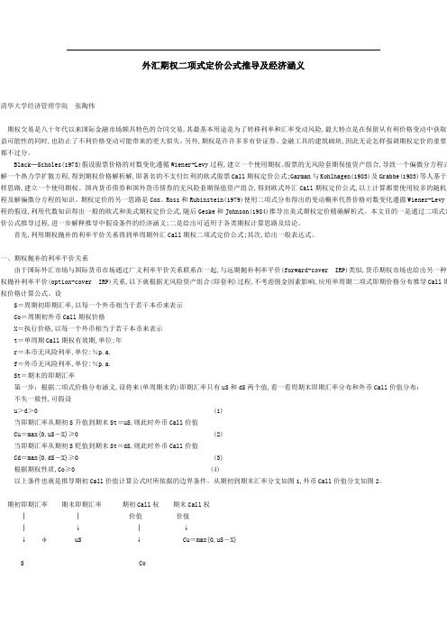 外汇期权二项式定价公式推导及经济涵义