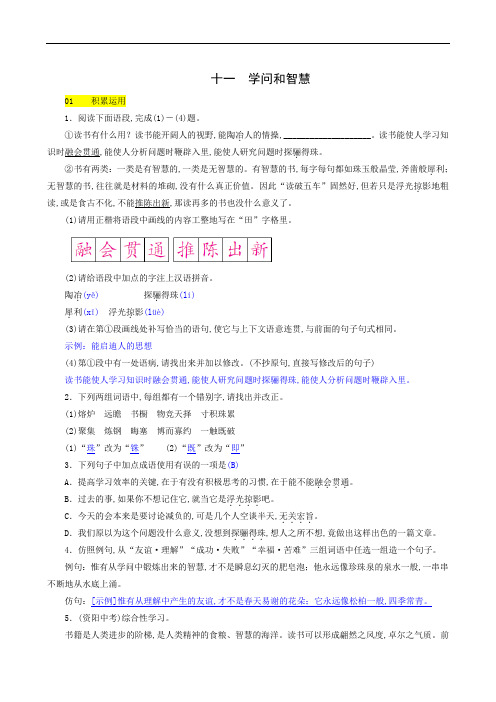 苏教版九年级语文上册同步测试：学问和智慧
