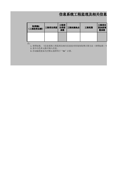 信息系统工程监理及相关信息技术咨询服务取费计算器
