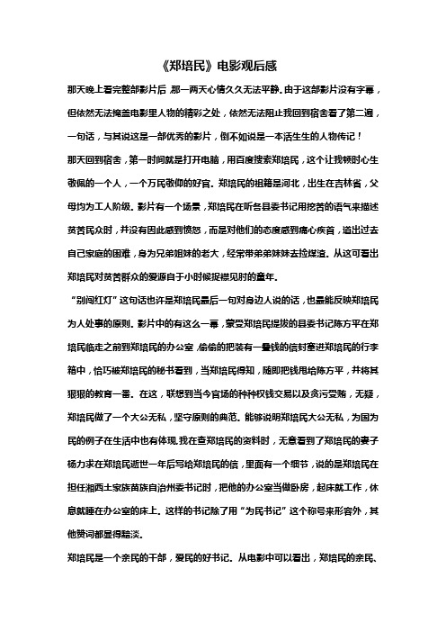 《郑培民》电影观后感
