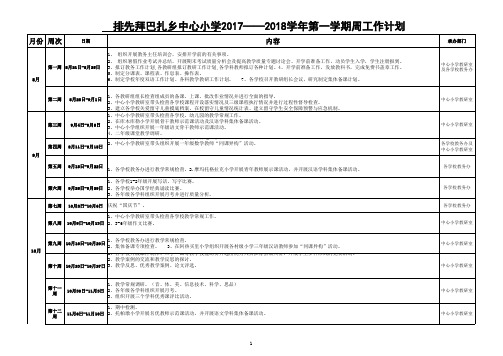 2017-2018第一学期周工作计划表