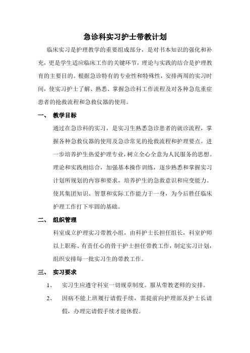 护士实习带教计划