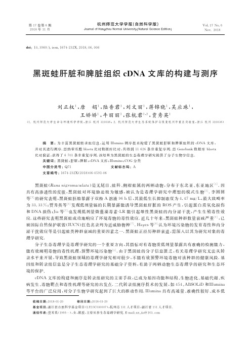 黑斑蛙肝脏和脾脏组织cDNA文库的构建与测序