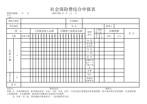 社保缴费表
