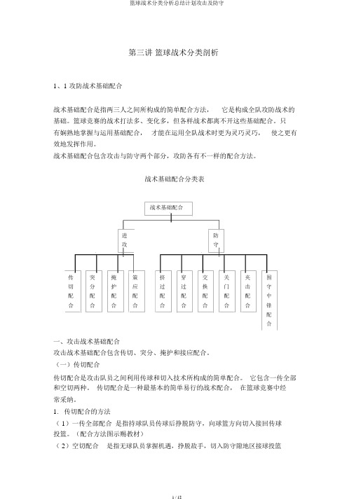 篮球战术分类解析总结计划进攻及防守