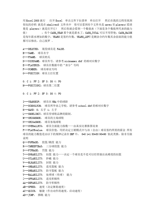 NBA_LIVE球员薪金年龄Excel修改方法