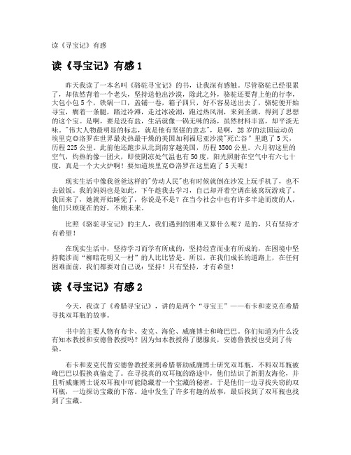 读《寻宝记》有感