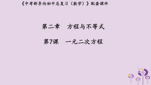 湖北中考数学新导向复习第二章方程与不等式第7课一元二次方程课件