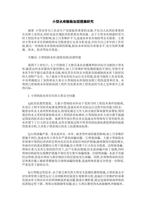 小型水库除险加固措施研究