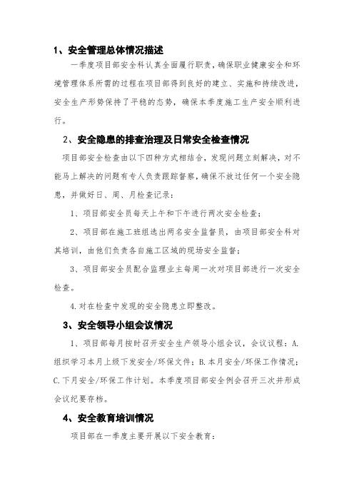 安委会汇报材料(2013第一季度)