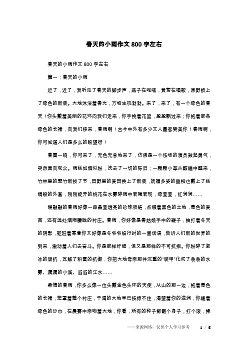 春天的小雨作文800字左右