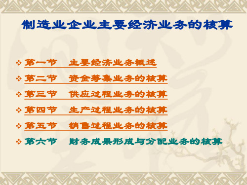 制造业企业主要经济业务的核算(1)