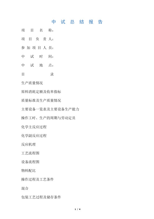 中试总结报告模板