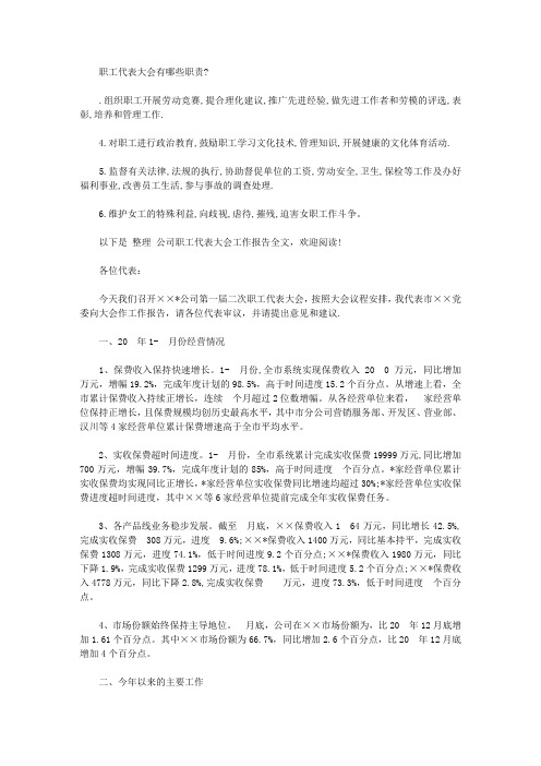2019公司职工代表大会工作报告【精选】