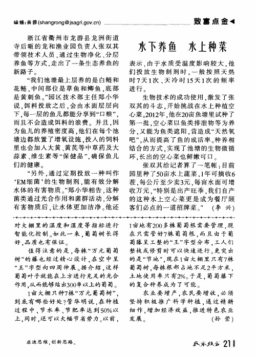 水下养鱼 水上种菜
