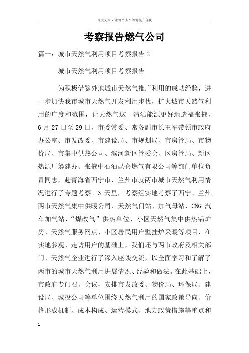 考察报告燃气公司
