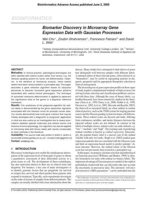 Biomarker Discovery in Microarray Gene Expression Data with Gaussian Processes