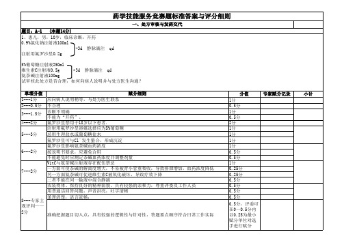 药学技能竞赛标准答案与评分细则处方