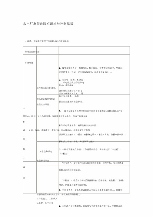 水电厂典型危险点分析与控制实用措施综述