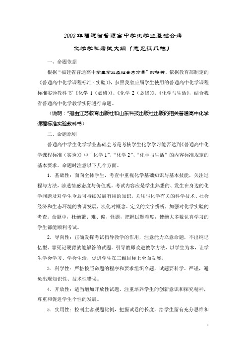 2008年福建会考考纲