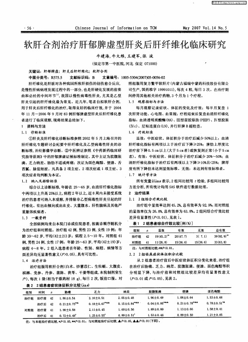 软肝合剂治疗肝郁脾虚型肝炎后肝纤维化临床研究