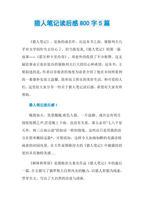 猎人笔记读后感800字5篇