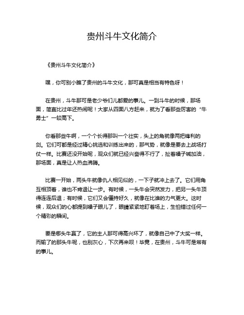 贵州斗牛文化简介