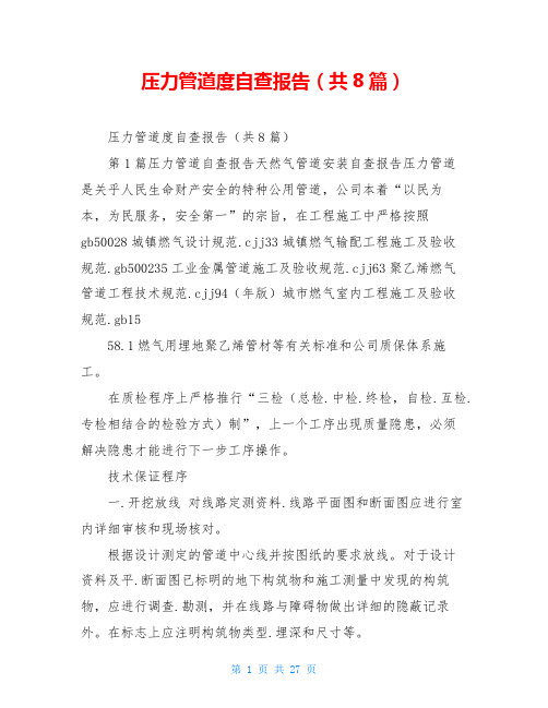压力管道度自查报告(共8篇)